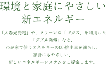 環境と家庭にやさしい新エネルギー